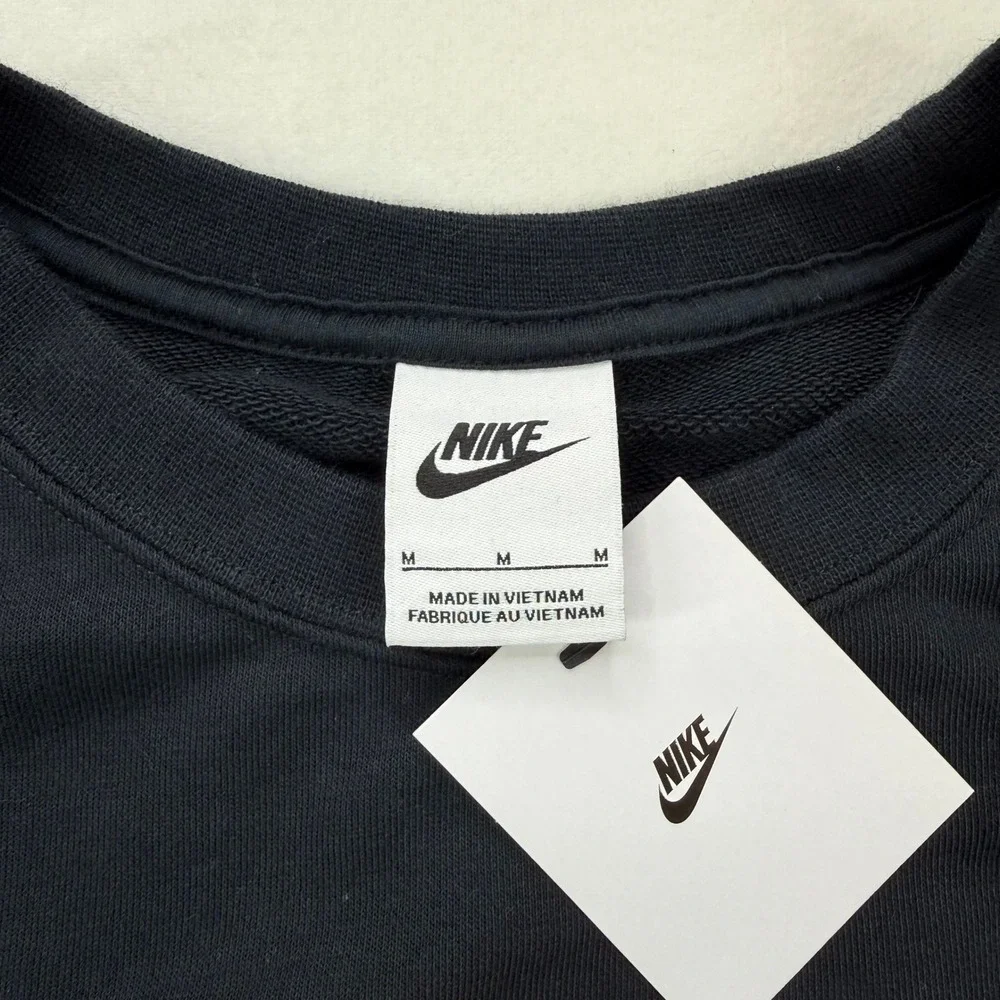 Nike Womens Sportswear Crewneck Sweatshirt Black Yellow Just Do It Logo M NWT